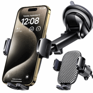 Qifutan Car Phone Holder Mount Phone Mount for Car Windshield Dashboard Air Vent Universal Hands Free Automobile Cell Phone Holder Fit for iPhone Smartphone Carbon Fiber